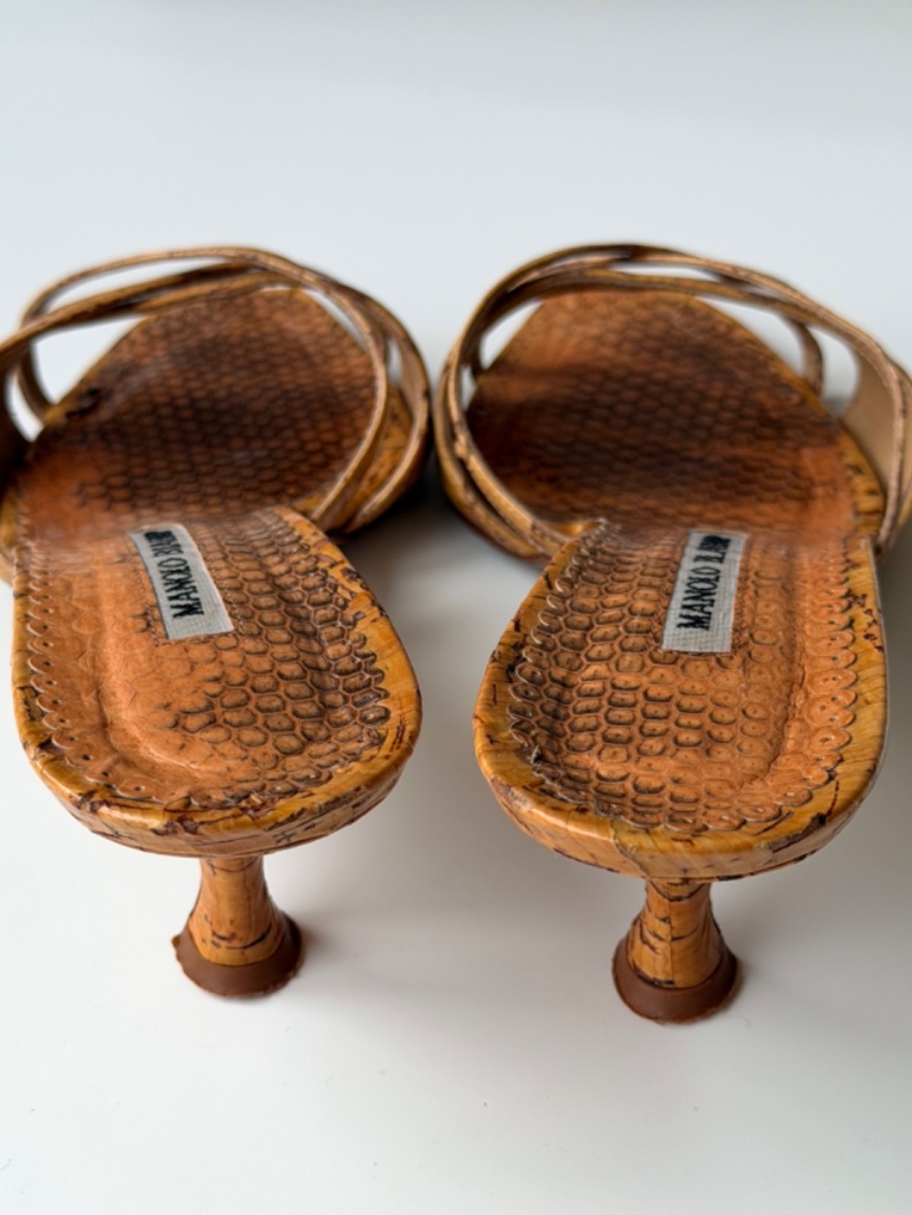 Manolo Blahnik vintage cork & snakeskin sandals – IT 38.5, ~US 8 - Picture 7 of 9